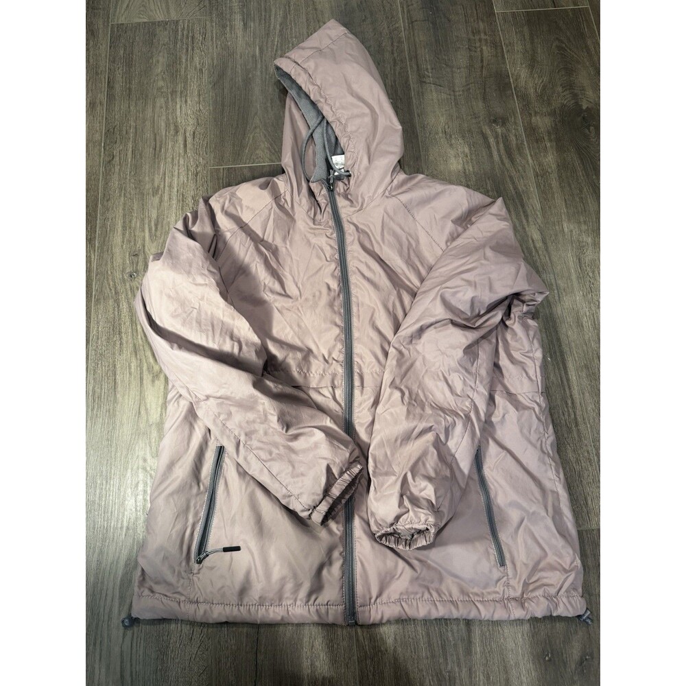 New Balance Women’s XL Mauve Hooded Windbreaker Jacket Fleece Lined Full Zip